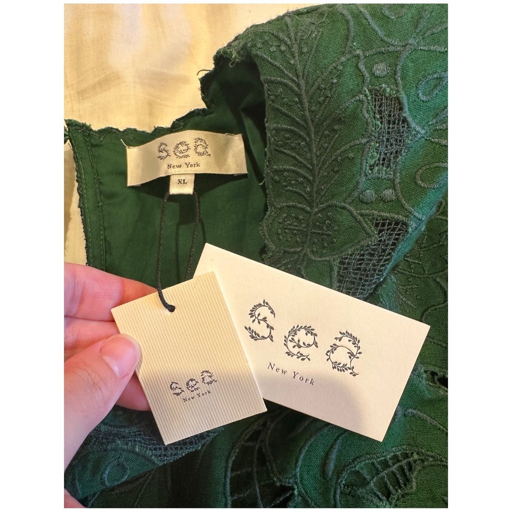 Tuckernuck x Sea New York Green Ceci Embroidery Capelet Mini Dress Scalloped NWT - Picture 8 of 9